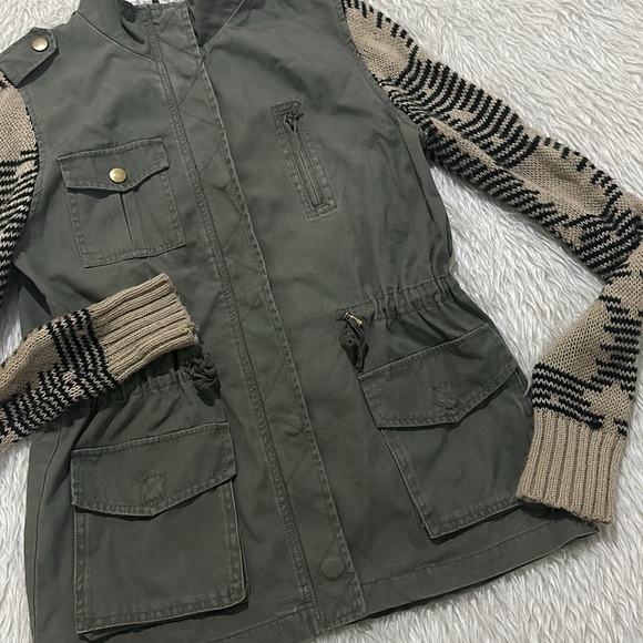 The impeccable pig green army brown knit jacket size medium - Picture 3 of 8